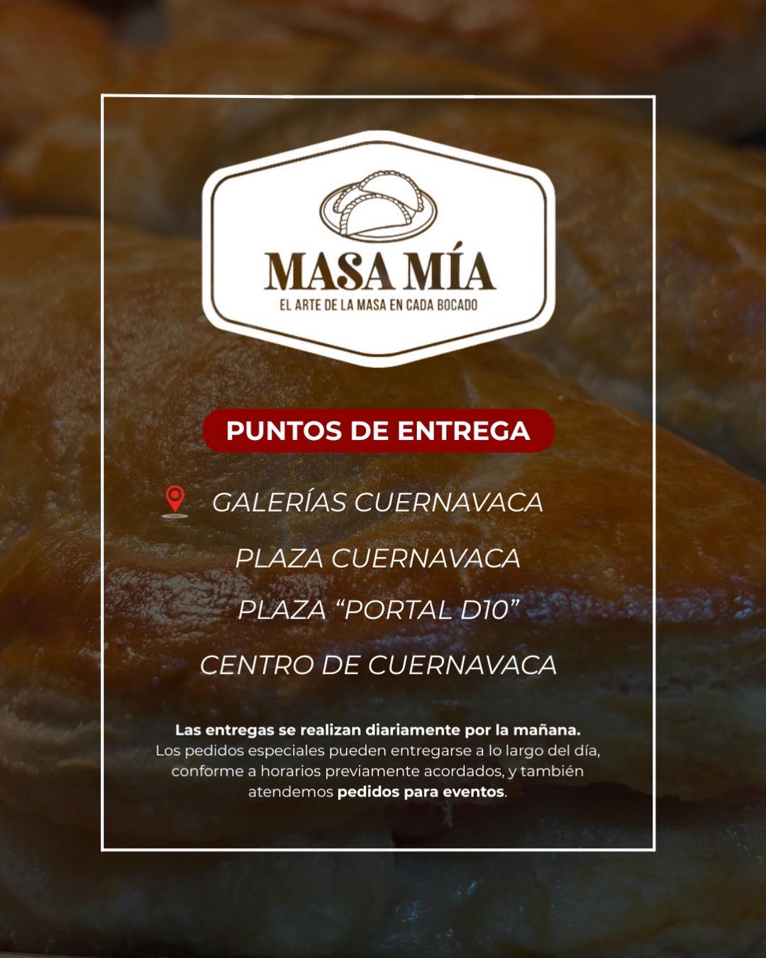 Menú de empanadas MASAA MÍA